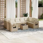 vidaXL Salon de jardin avec coussins 10 Pièces beige résine tressée