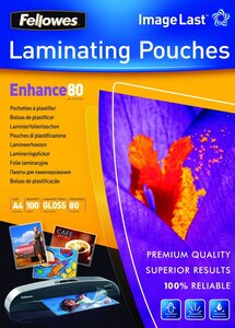 Pochette à plastifier A4 brillante 160 microns (2x80) Pack 25 FELLOWES
