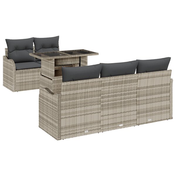 vidaXL Ensemble de canapés de jardin de 6 pièces avec coussins gris clair  rotin polyéthylène