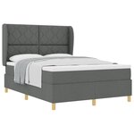 Lit Box Spring avec Matelas Gris Foncé 160x200 cm Tissu