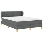 Lit box spring avec matelas - Gris foncé  140x190 cm  Tissu