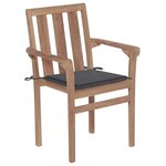 vidaXL Chaises de jardin lot de 2 et coussins anthracite Bois de teck