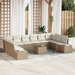 vidaXL Ensemble de canapé de jardin de 11 pièces avec coussins Beige