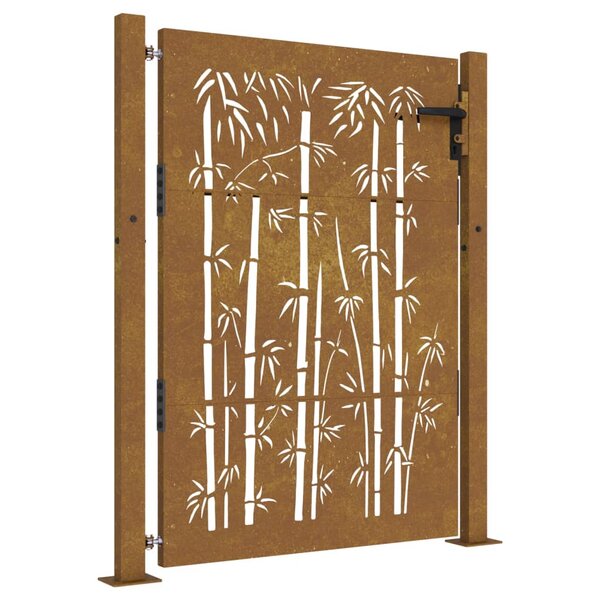 vidaXL Portail de jardin 105x155 cm acier corten design de bambou