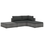 vidaXL Salon de jardin 4 Pièces avec coussins Résine tressée Gris