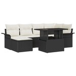 vidaXL Ensemble de Canapés de Jardin 7 Pièces avec Coussin Noir Poly Rattan