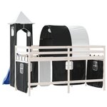 vidaXL Lit mezzanine enfants avec tour blanc/noir 80x200cm pin massif