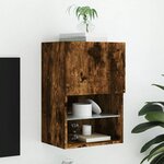 vidaXL Meuble TV avec lumières LED chêne fumé 40 5x30x60 cm