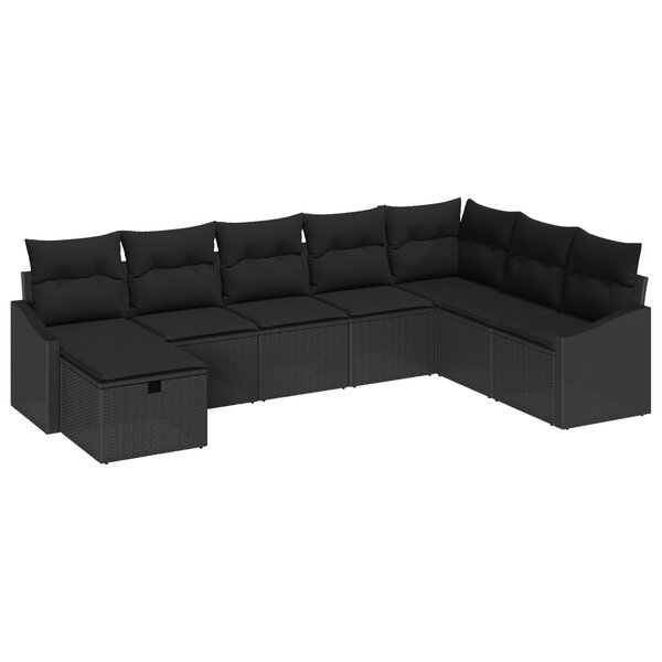 vidaXL Ensemble de canapé de jardin 8 pièces avec coussins Noir Poly Rattan