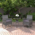 vidaXL Ensemble à manger de jardin 3 Pièces Résine tressée Gris