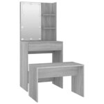 vidaXL Ensemble de coiffeuse avec LED Sonoma gris Bois d'ingénierie