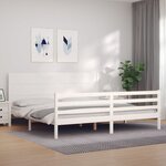 vidaXL Cadre de lit avec tête de lit blanc 200x200 cm bois massif