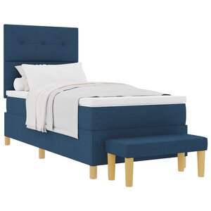 vidaXL Lit à ressort avec matelas et banc Bleu 90x190 cm en tissu