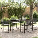 vidaXL Ensemble de salle à manger de jardin 5 pièces avec coussins en rattan noir