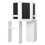 vidaXL Coiffeuse d'angle table de maquillage lumière LED Blanc clair