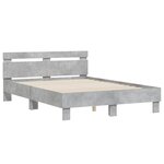 vidaXL Cadre de lit avec LED sans matelas gris béton 135x190 cm