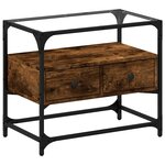 vidaXL Meuble TV avec dessus en verre chêne fumé bois d'ingénierie