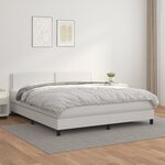vidaXL Sommier à lattes de lit avec matelas Blanc 180x200cm Similicuir