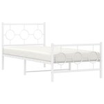 vidaXL Cadre de lit métal sans matelas avec pied de lit blanc 90x190cm
