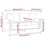 vidaXL Canapé 2 places avec oreillers vert foncé 140 cm velours