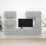 vidaXL Ensemble de meubles TV 6 Pièces Gris béton Bois d'ingénierie