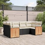 vidaXL Salon de jardin 6 Pièces avec coussins noir résine tressée