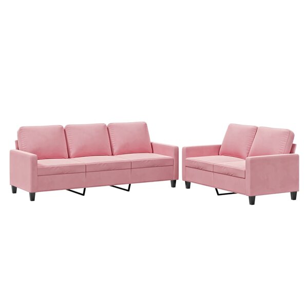 vidaXL Ensemble de canapés 2 Pièces avec coussins Rose Velours