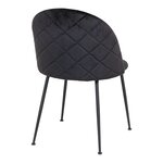 2 chaises de salle à manger en velours noir avec pieds noirs