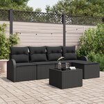 vidaXL Set de canapé de jardin de 6 pièces avec coussins beige en poly rattan