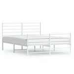 vidaXL Cadre de lit métal sans matelas et pied de lit blanc 140x200 cm