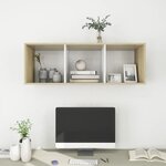 vidaXL Meuble TV mural Blanc chêne sonoma 37x37x107 cm Bois ingénierie