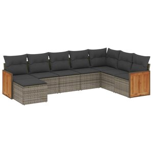 vidaXL Salon de jardin 8 Pièces avec coussins gris résine tressée