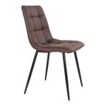 2 chaises de salle à manger en microfibre marron foncé avec pieds noirs