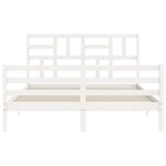vidaXL Cadre de lit avec tête de lit blanc King Size bois massif