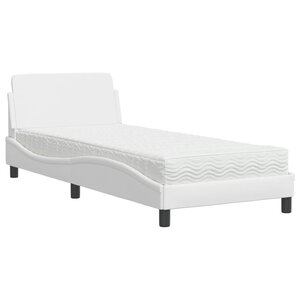 vidaXL Lit avec matelas blanc 90x190 cm similicuir