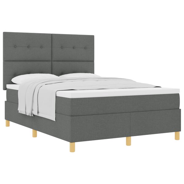 vidaXL Lit à ressorts avec matelas Gris foncé 140x200 cm Tissu