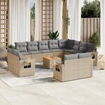 vidaXL Salon de jardin avec coussins 13 Pièces beige résine tressée