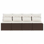 vidaXL Canapé de jardin avec coussins 4 places marron résine tressée