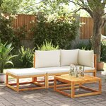 vidaXL Salon de jardin avec coussins 3 Pièces bois massif d'acacia