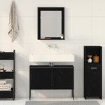 vidaXL Ensemble de meubles de salle de bain 2 pièces en bois d'ingénierie noir