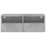 vidaXL Meuble TV mural gris béton 80x30x30 cm bois d'ingénierie