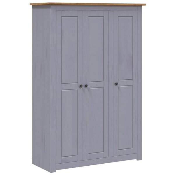 vidaXL Garde-robe 3 portes Gris 118x50x171 5 cm Pin Assortiment Panama