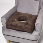 Coussin bouée rehausseur en suédine Marron  50 x 50 x 10 cm - HOMESCAPES
