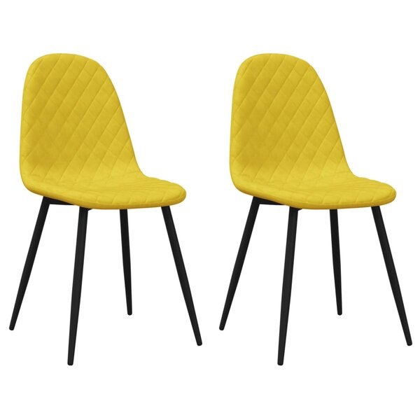 vidaXL Chaises à manger lot de 2 Jaune moutarde Velours