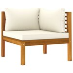 Salon de jardin meuble d'extérieur ensemble de mobilier 7 pièces avec coussin crème bois d'acacia solide 02_0017058