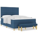 vidaXL Lit à ressorts avec matelas et banc Bleu 160x200 cm Tissu