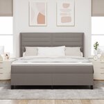 Lit Box Spring vidaXL avec Matelas & LED Taupe 180x200 cm Tissu
