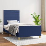 vidaXL Cadre de lit avec tête de lit Bleu 100 x 200 cm Tissu