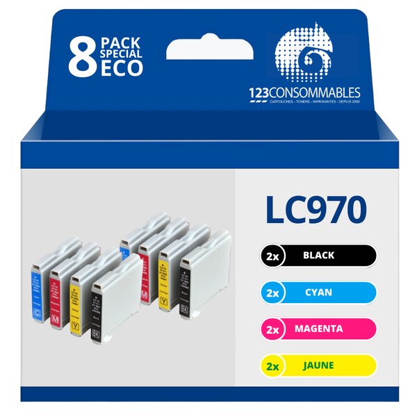 Pack compatible BROTHER LC970  8 cartouches