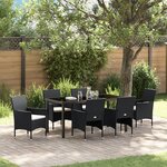 vidaXL Ensemble de Salle à Manger de Jardin 7 Pièces Noir Poly Rotin